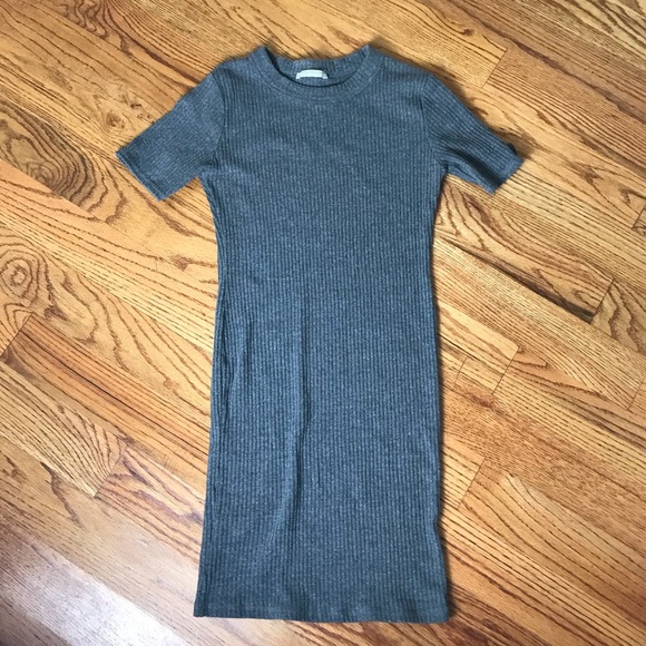 Zara Dresses & Skirts - Zara Gray Ribbed Body-con Dress